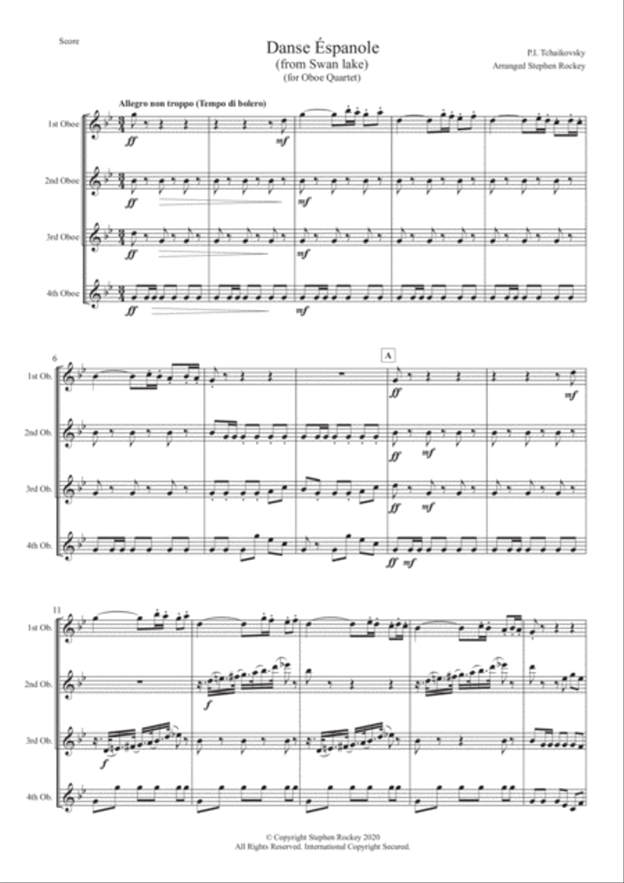 Spanish Dance from Swan Lake for Oboe Quartet Woodwind Quartet scores gallery preview page 3