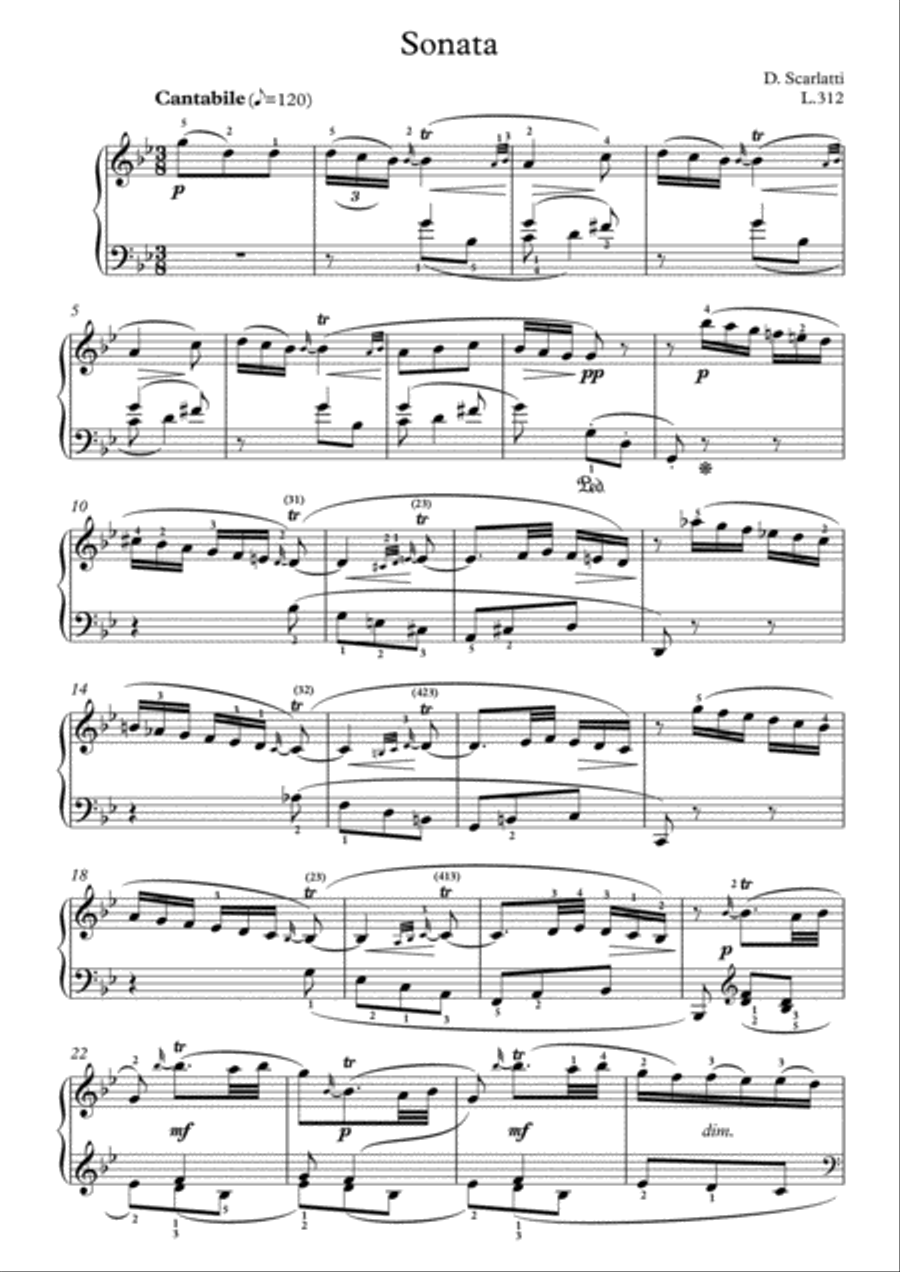Scarlatti-Sonata in g-minor L.312 K.546(piano) Piano Solo scores gallery preview page 2