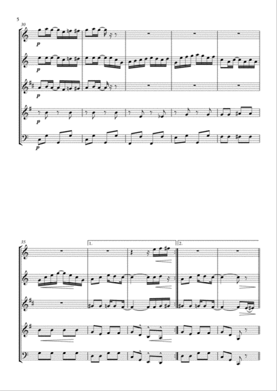 The Entertainer arranged for Woodwind Quintet Woodwind Quintet scores gallery preview page 6