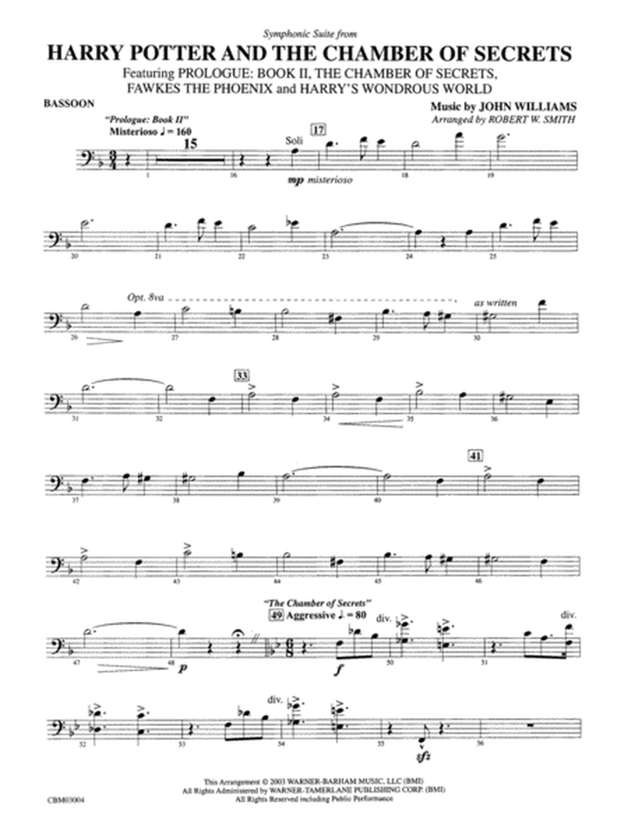 Harry Potter and the Chamber of Secrets, Symphonic Suite from: Bassoon