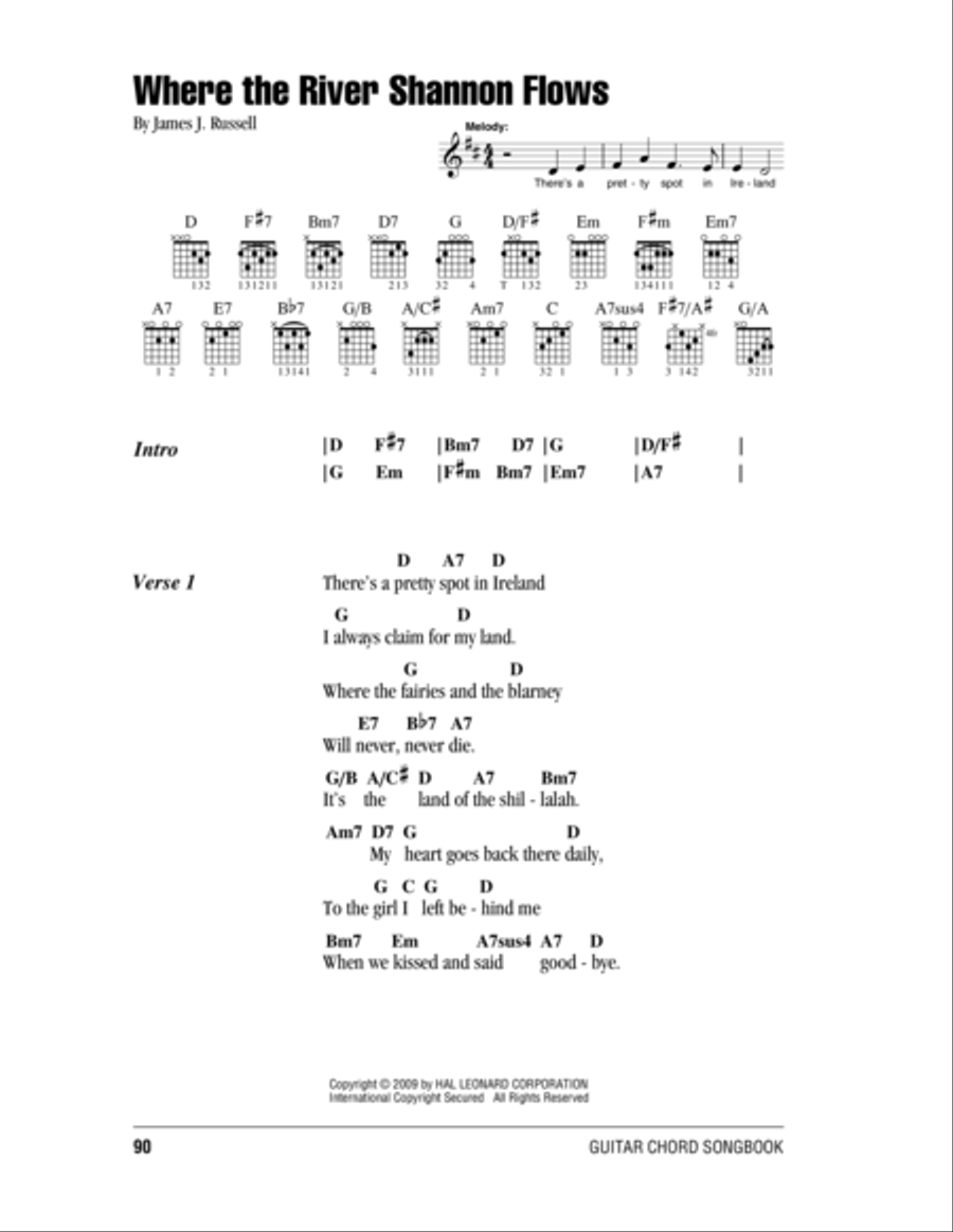 Where The River Shannon Flows Guitar - Digital Sheet Music