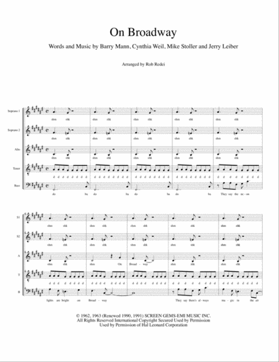 On Broadway On Broadway 4-Part scores gallery preview page 1