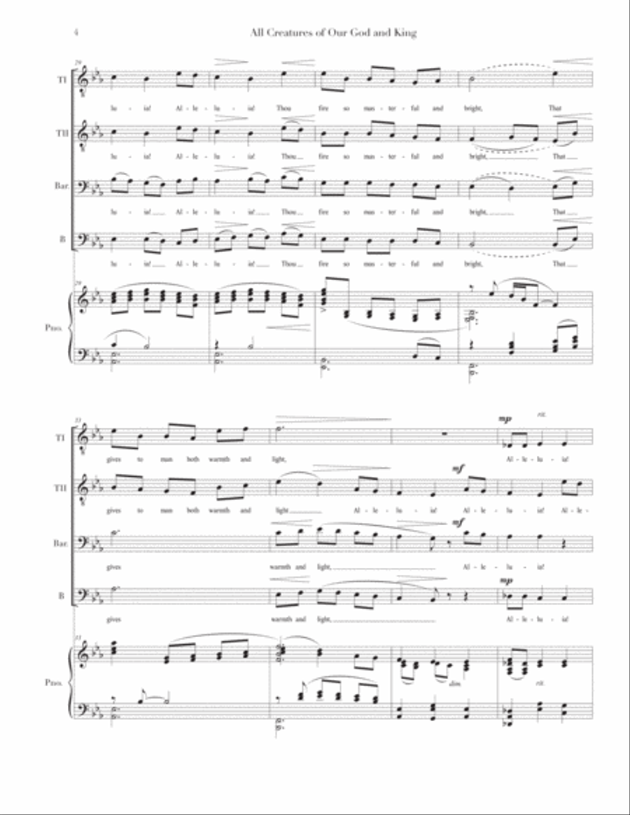 All Creatures of Our God and King ( t t b b ) TTBB scores gallery preview page 4