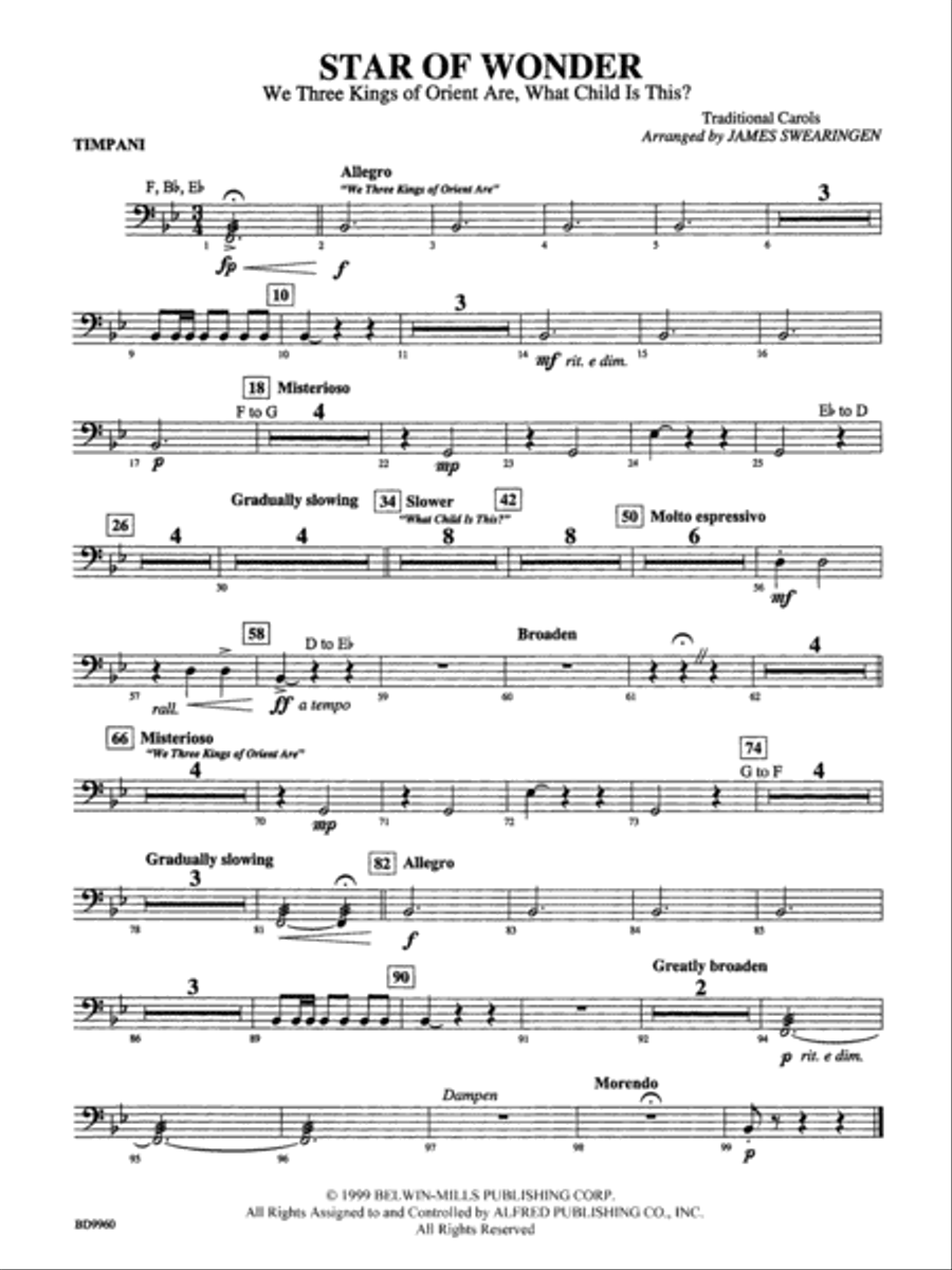 Star of Wonder: Timpani Concert Band scores gallery preview page 1