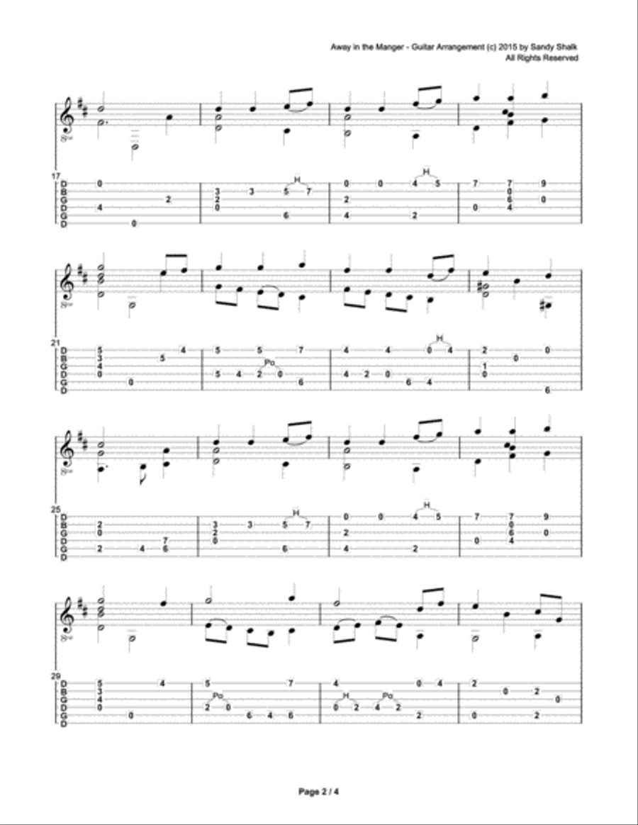 Away in the Manger (OPEN G Fingerstyle Guitar) Acoustic Guitar scores gallery preview page 2