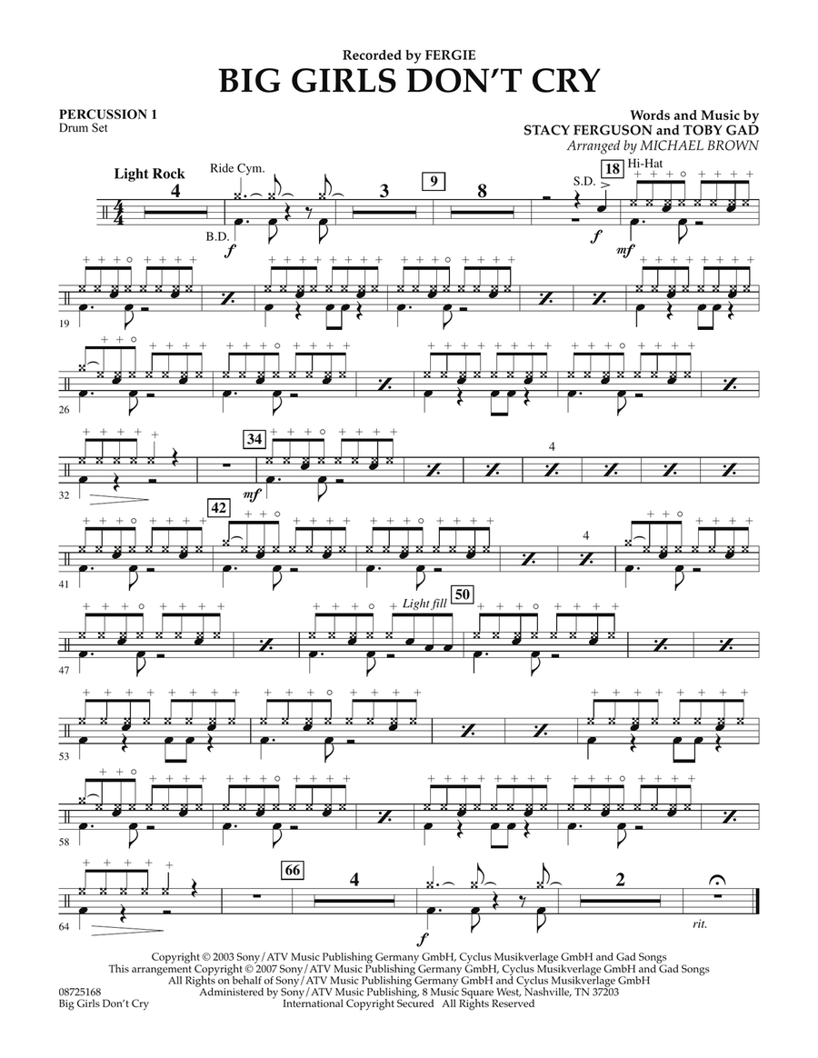 Big Girls Don't Cry - Percussion 1