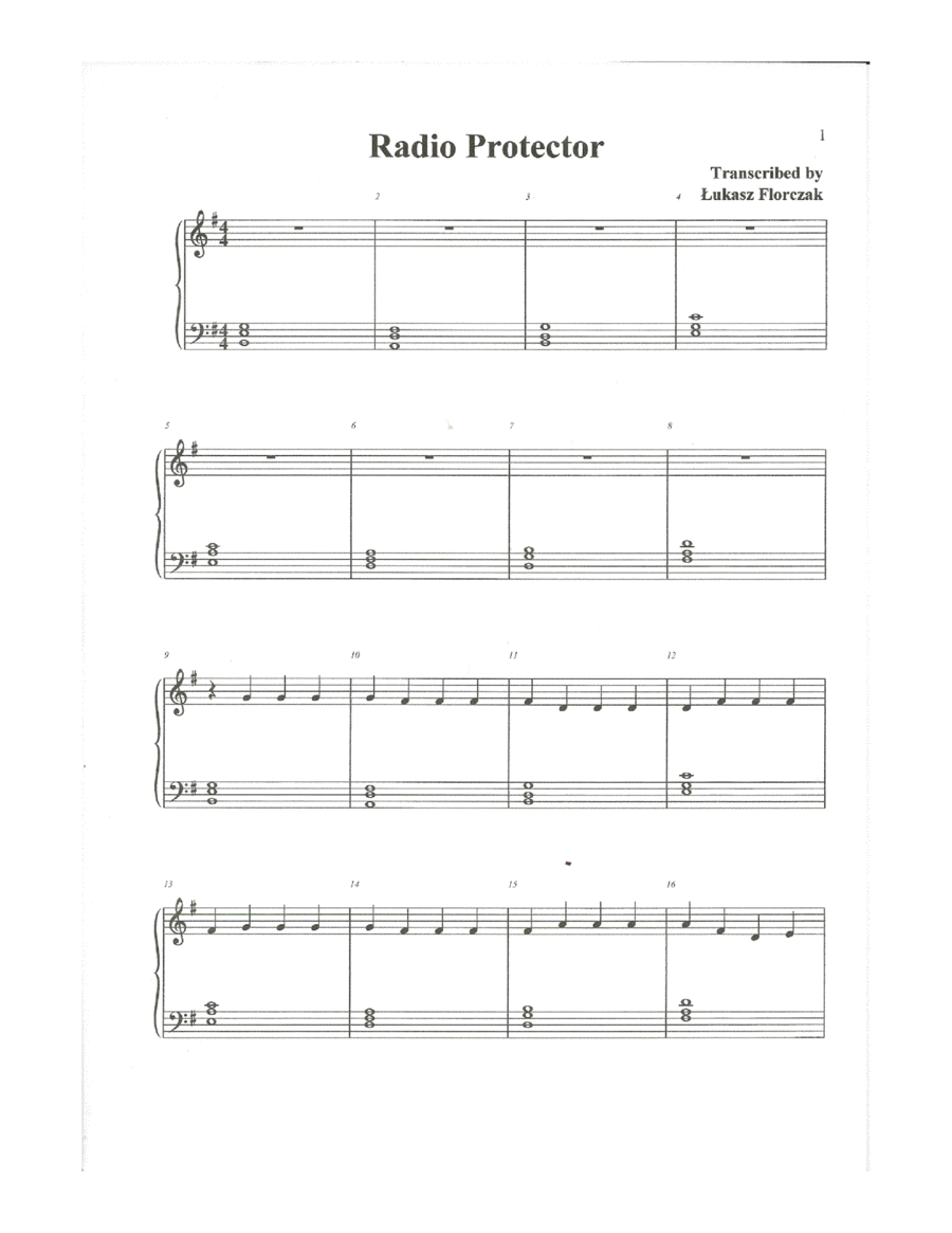 65daysofstatic - Radio Protector sheet music Piano Solo scores gallery preview page 1