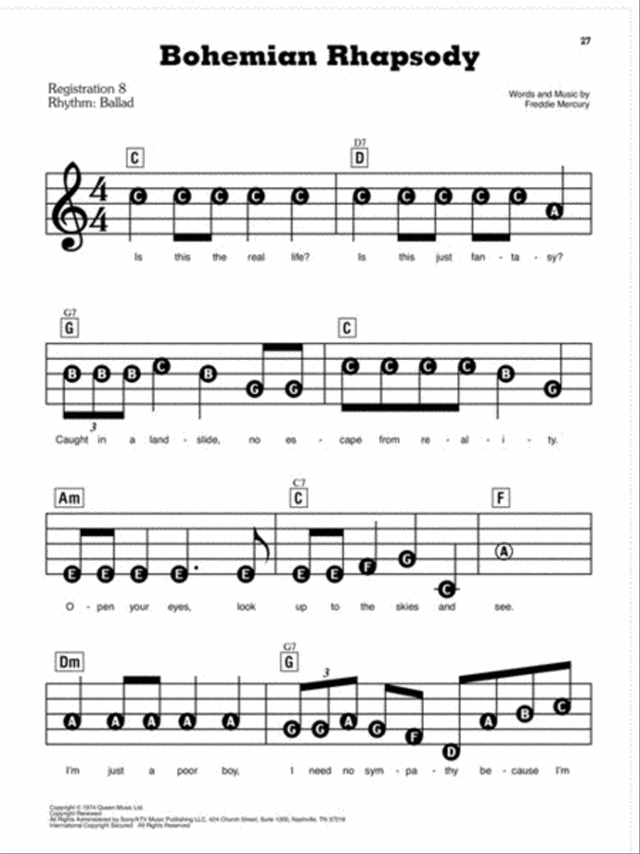 Bohemian Rhapsody Bohemian Rhapsody Electronic Keyboard scores gallery preview page 4
