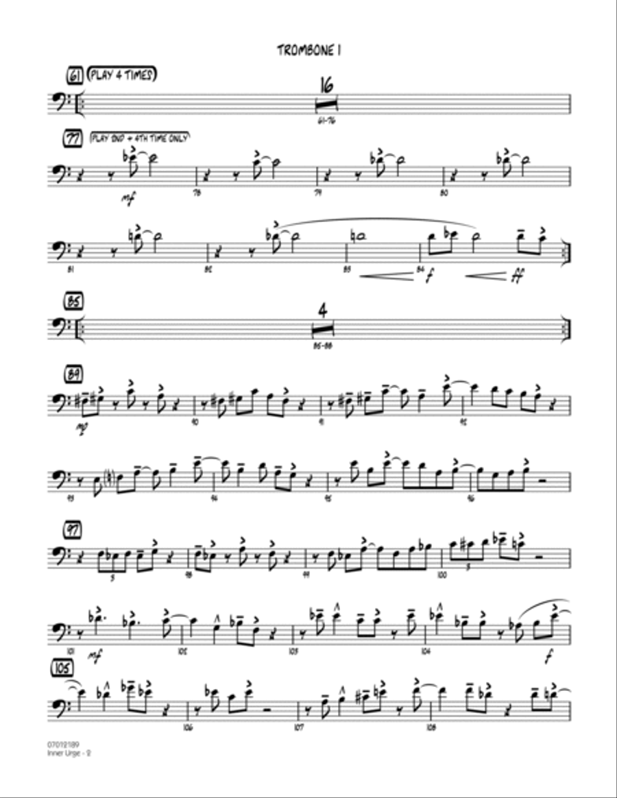 Inner Urge - Trombone 1 Inner Urge - Trombone 1 Trombone scores gallery preview page 2
