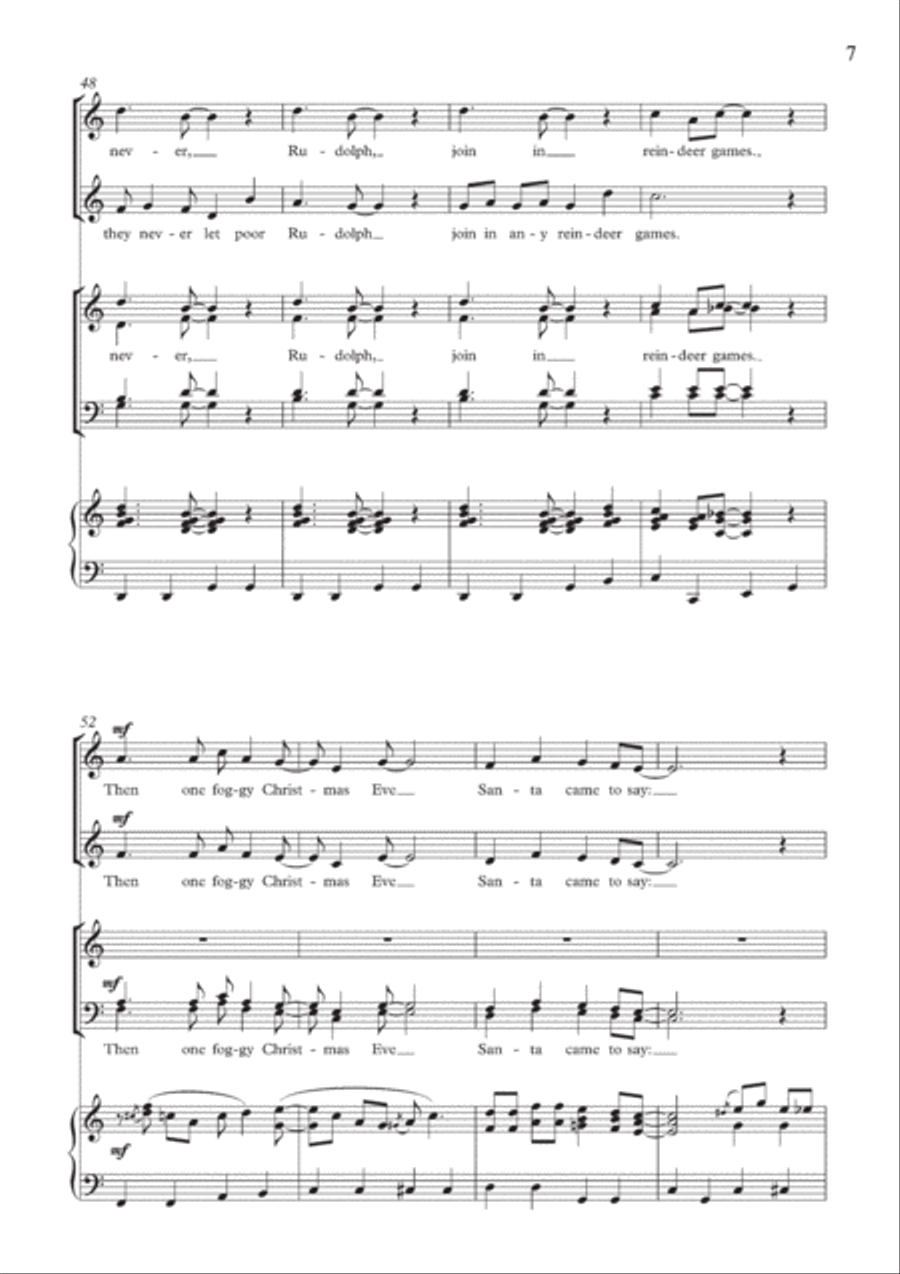 Rudolph The Red-Nosed Reindeer (arr. Richard Allain) 4-Part scores gallery preview page 7