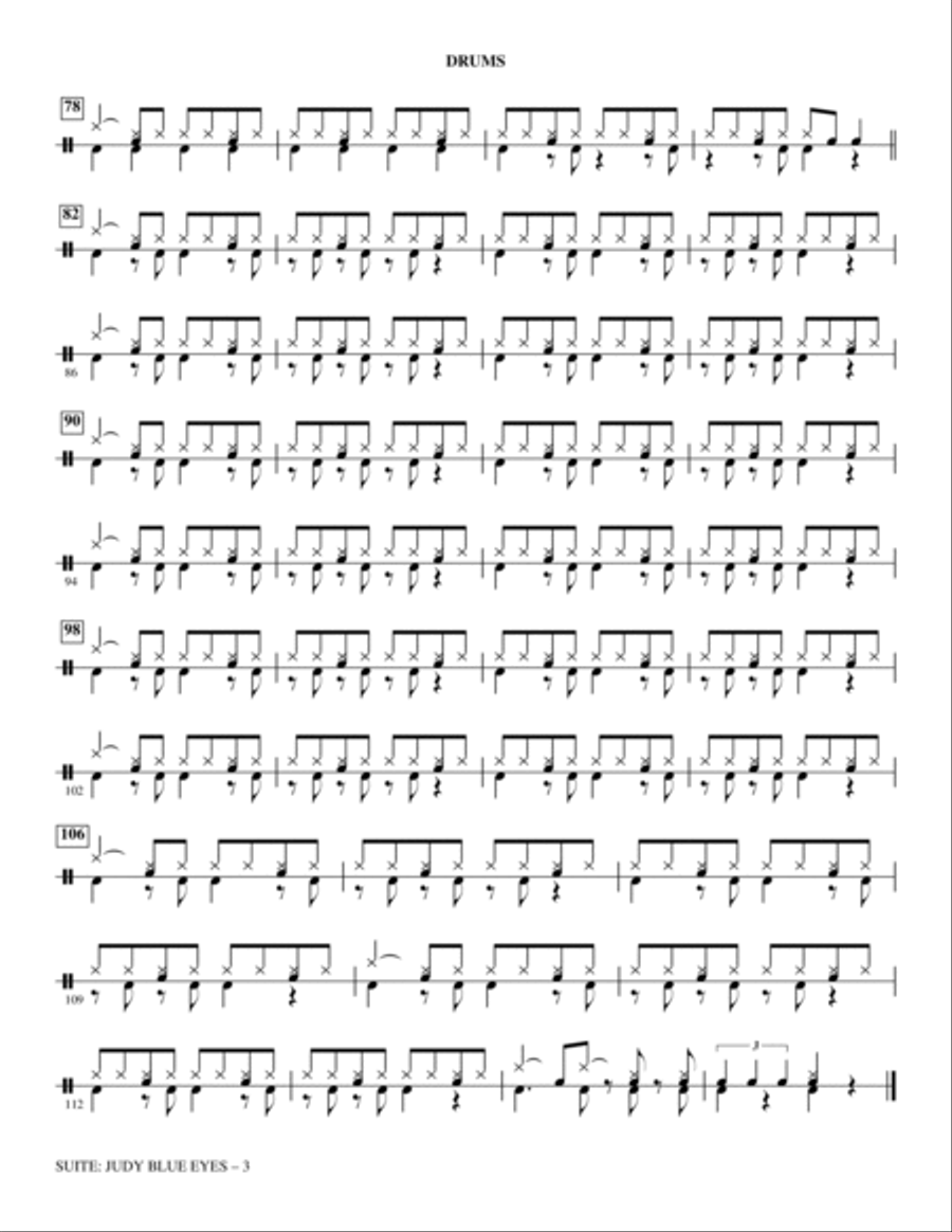 Suite: Judy Blue Eyes (arr. Mark Brymer) - Drums Choir scores gallery preview page 3
