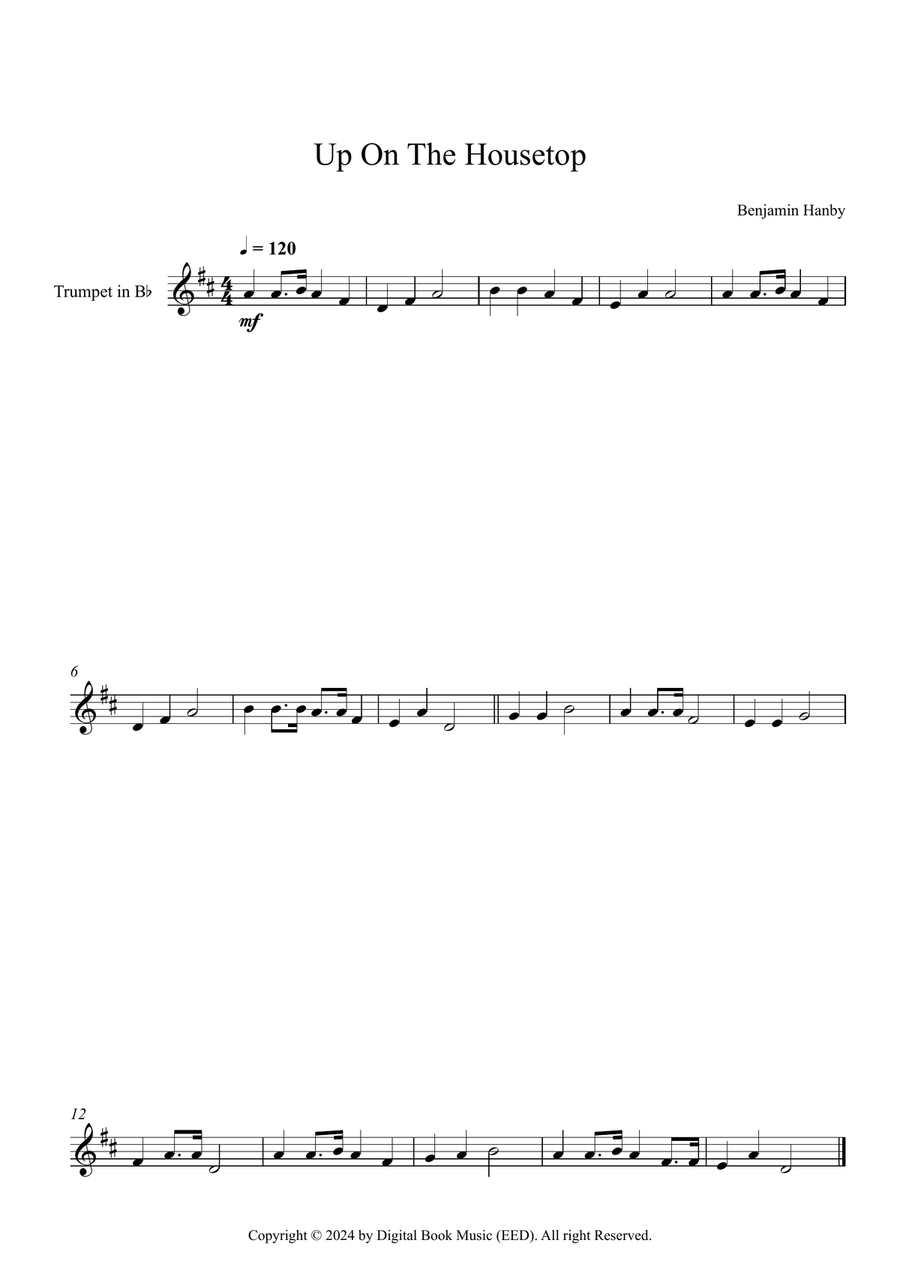 Up On The Housetop - Benjamin Hanby (Trumpet) B-Flat Trumpet scores gallery preview page 1