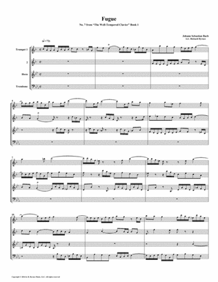 Fugue 07 from Well-Tempered Clavier, Book 1 (Brass Quartet)