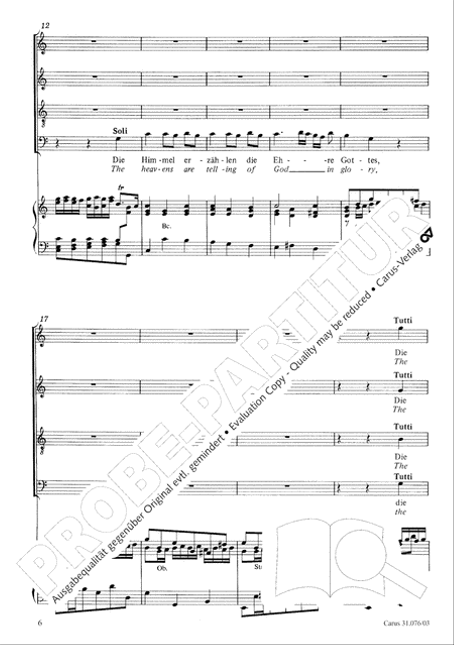 The heavens are telling the Father's glory (Die Himmel erzahlen die Ehre Gottes) 4-Part scores gallery preview page 7