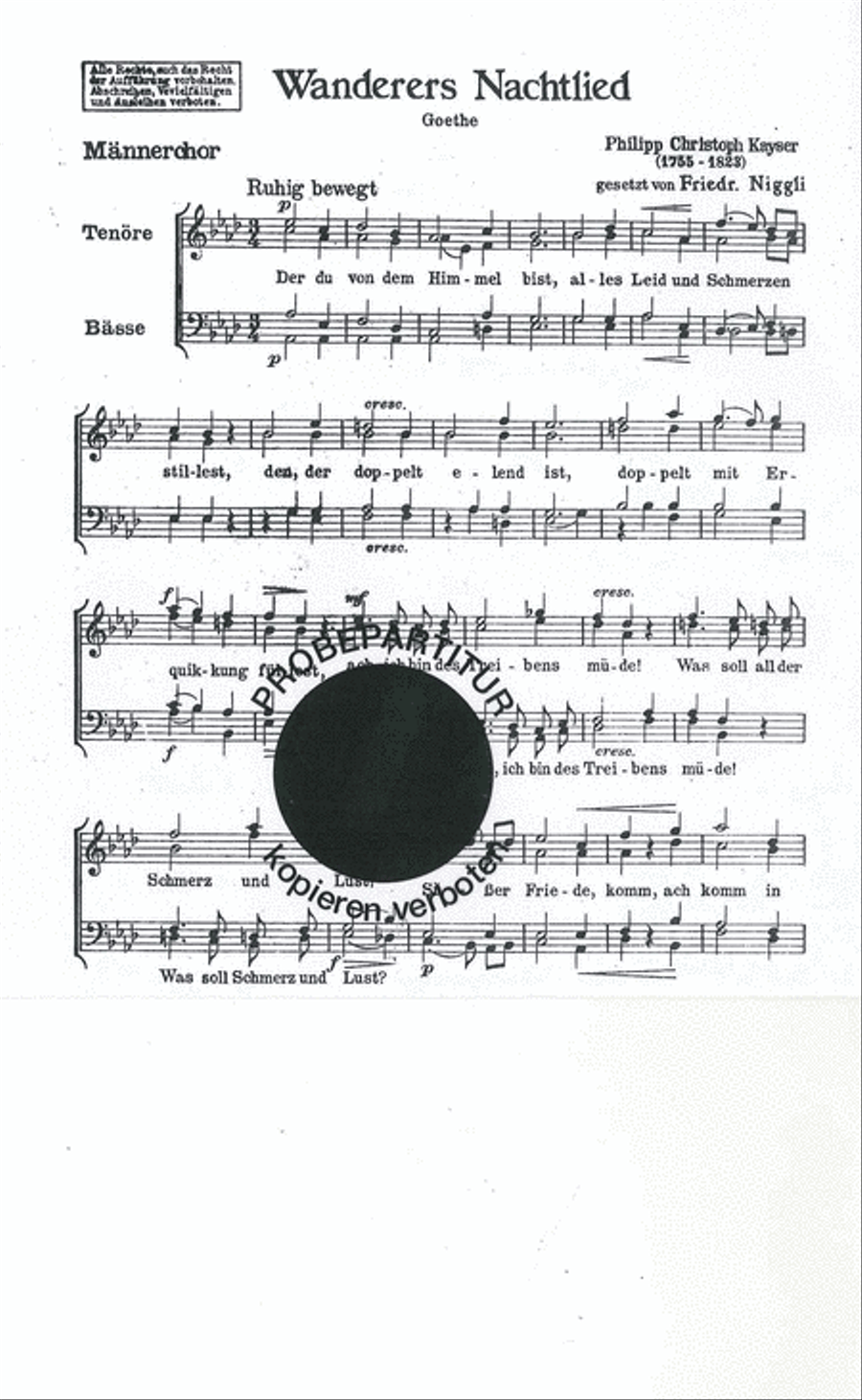 Wanderers Nachtlied Wanderers Nachtlied Men's Choir scores gallery preview page 1