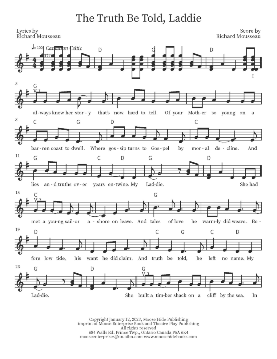 The Truth Be Told, Laddie Piano scores gallery preview page 1