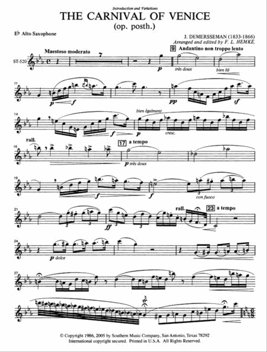 Le Carnaval De Venise (Carnival of Venice) Alto Saxophone scores gallery preview page 2