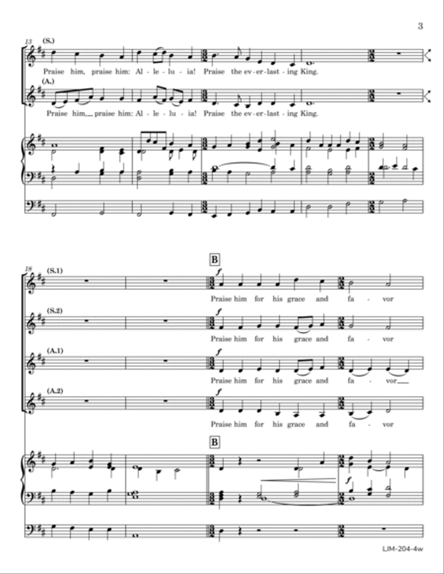 Praise, My Soul, the King of Heaven SSAA scores gallery preview page 3