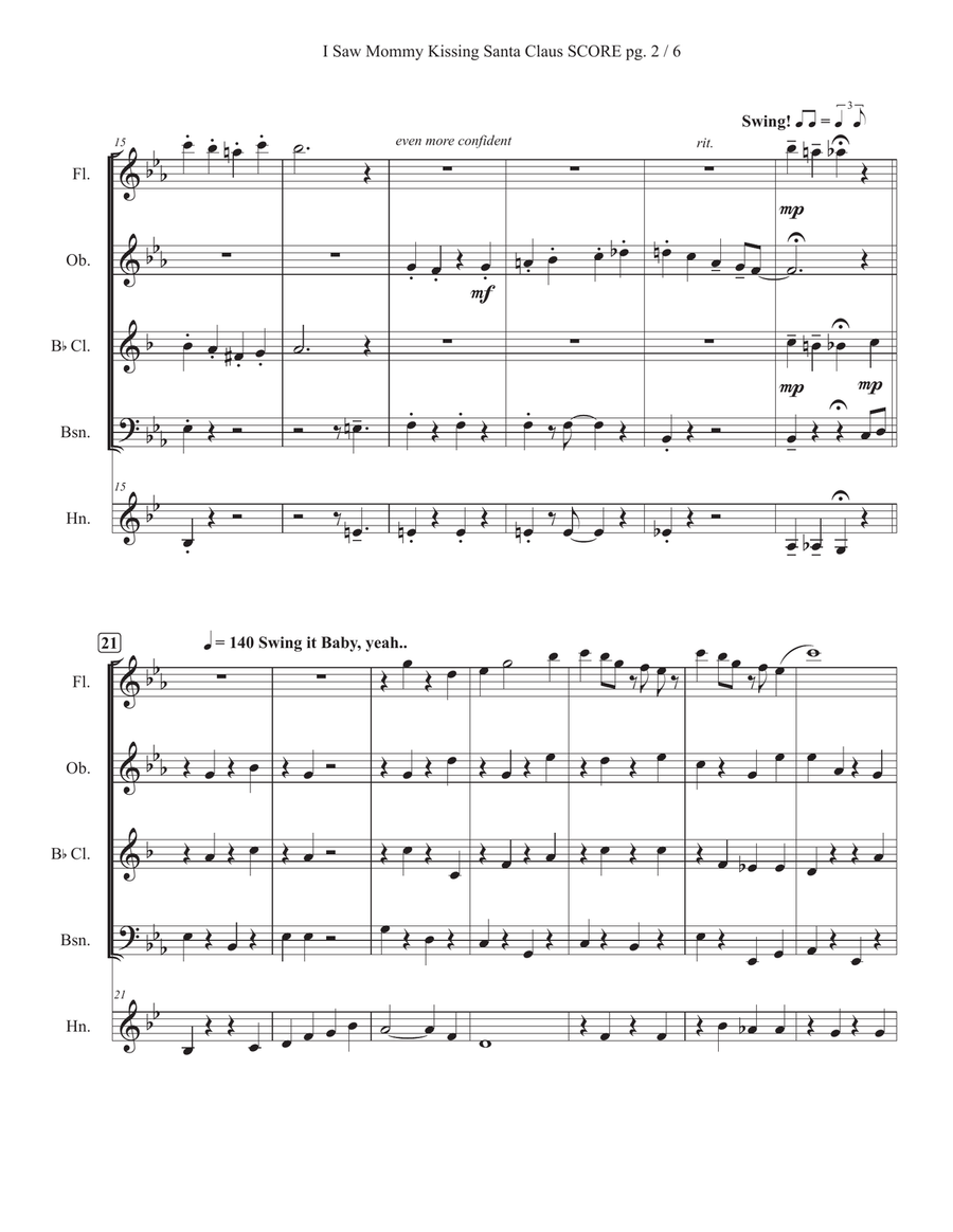 I Saw Mommy Kissing Santa Claus Woodwind Quintet scores gallery preview page 3