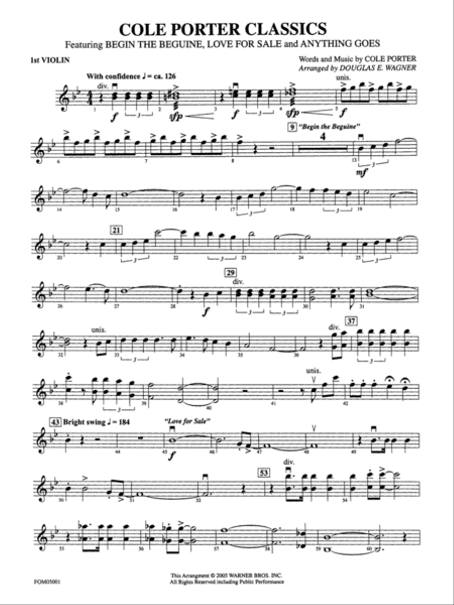 Cole Porter Classics: 1st Violin Full Orchestra scores gallery preview page 1