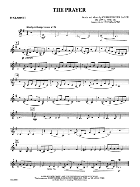 The Prayer: 1st B-flat Clarinet