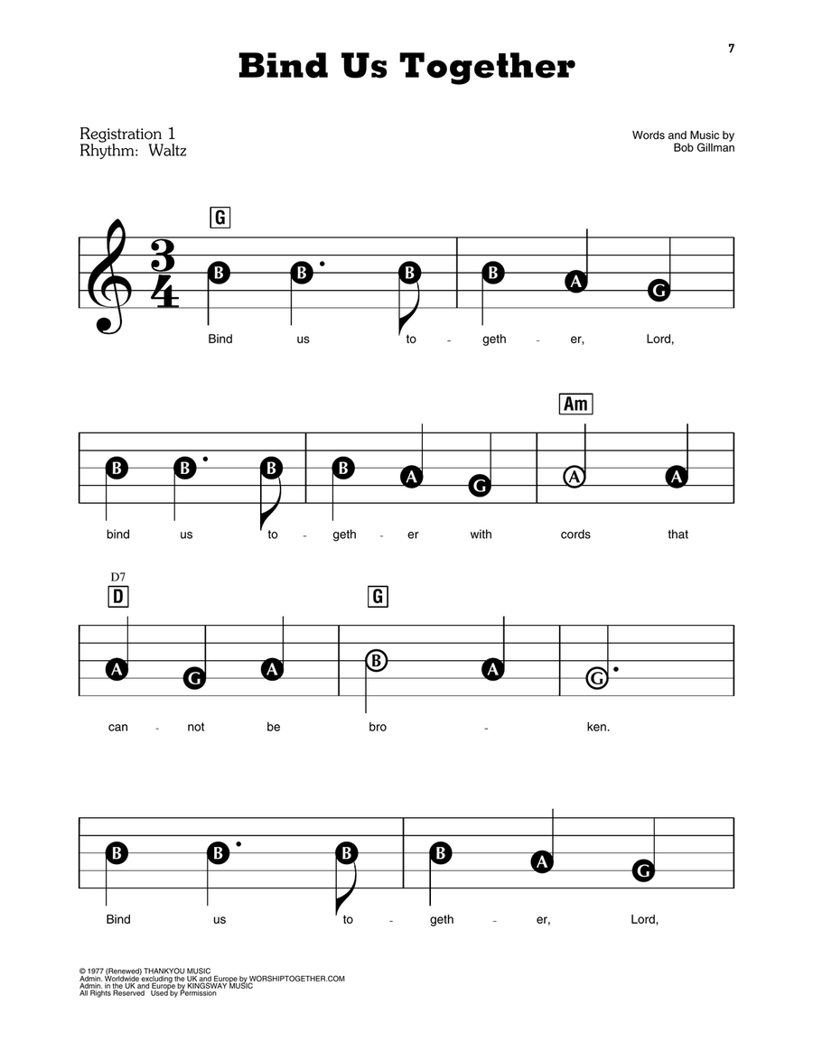 Bind Us Together Electronic Keyboard scores gallery preview page 1