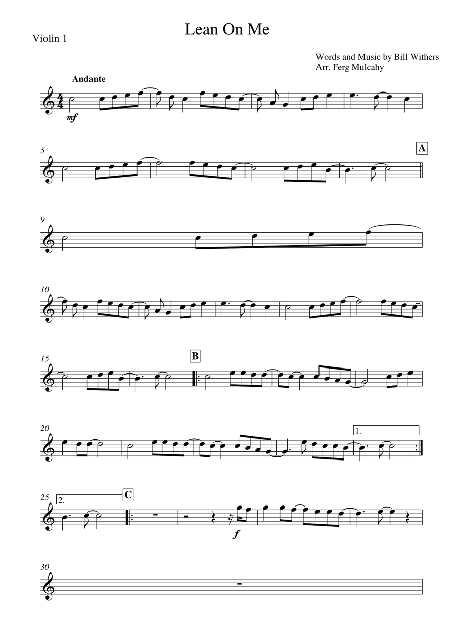 Lean On Me String Quartet scores gallery preview page 6
