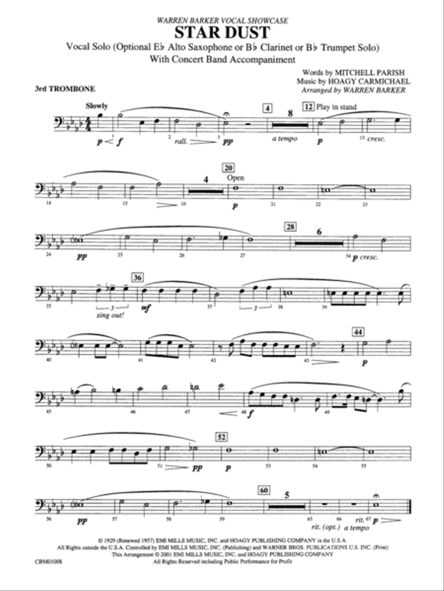 Star Dust: 3rd Trombone Concert Band scores gallery preview page 1