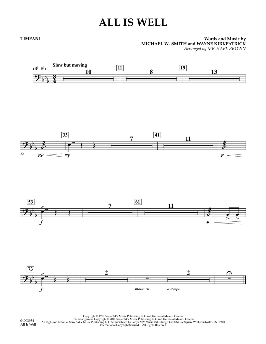 All Is Well - Timpani All Is Well - Timpani Concert Band scores gallery preview page 1