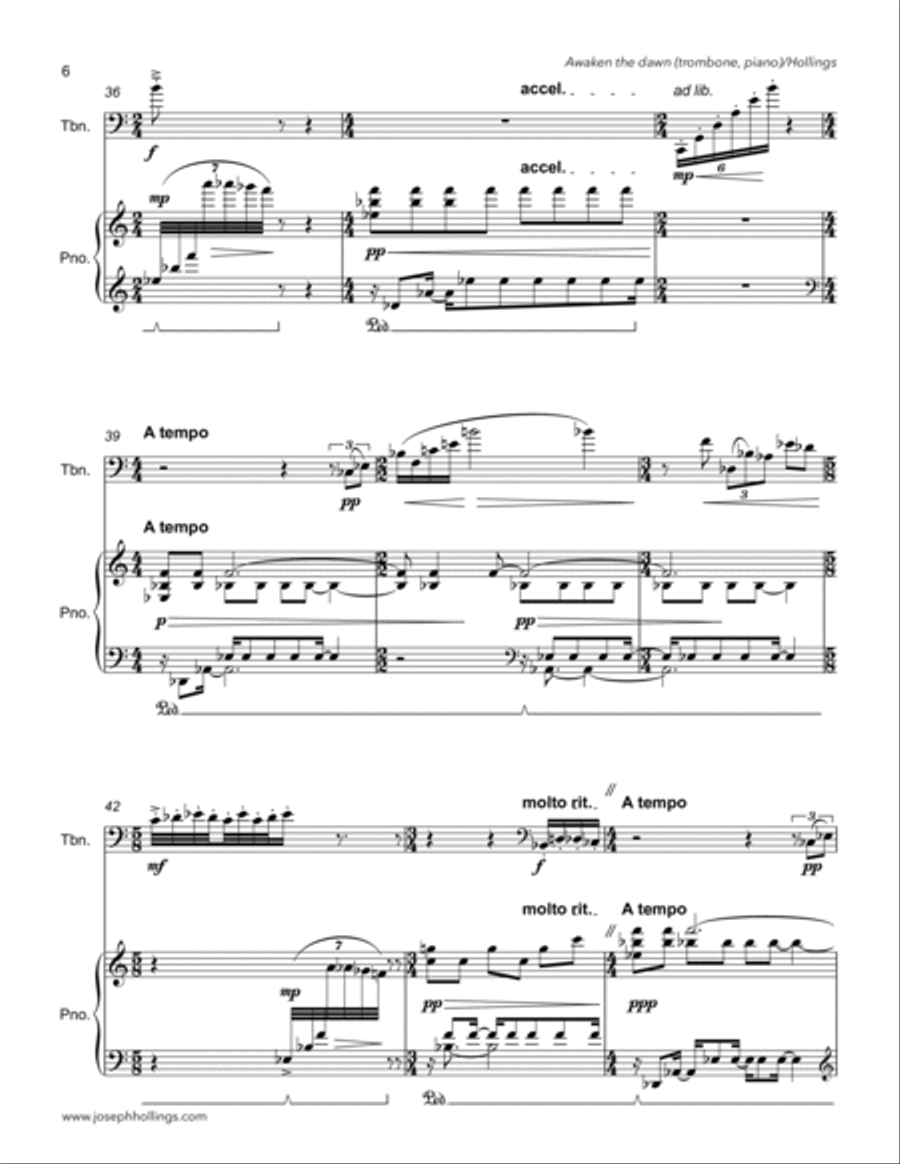 Awaken the dawn (for trombone & piano) Piano scores gallery preview page 6
