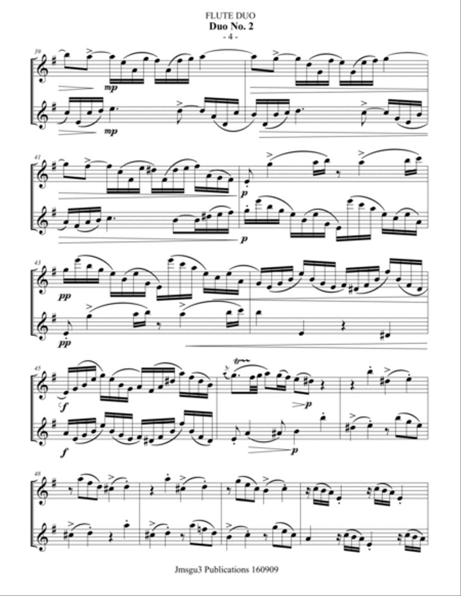 WF Bach: Duet No. 2 for Flute Duo Flute Duet scores gallery preview page 4