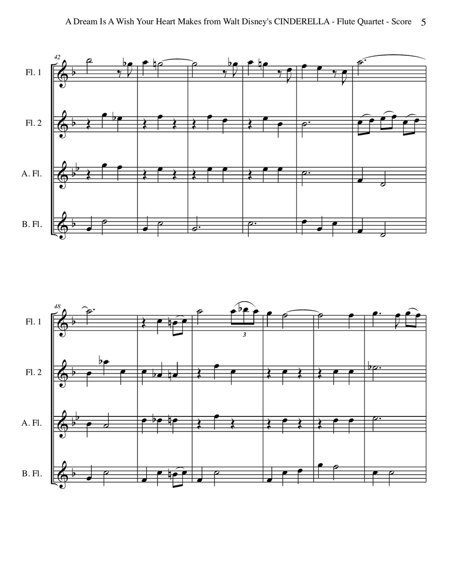 A Dream Is A Wish Your Heart Makes Woodwind Quartet scores gallery preview page 5