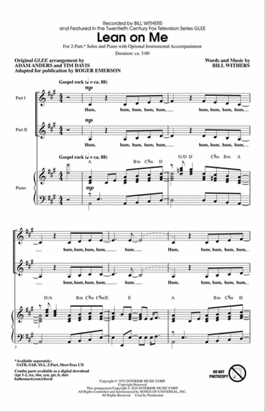 Lean on Me 2-Part scores gallery preview page 2