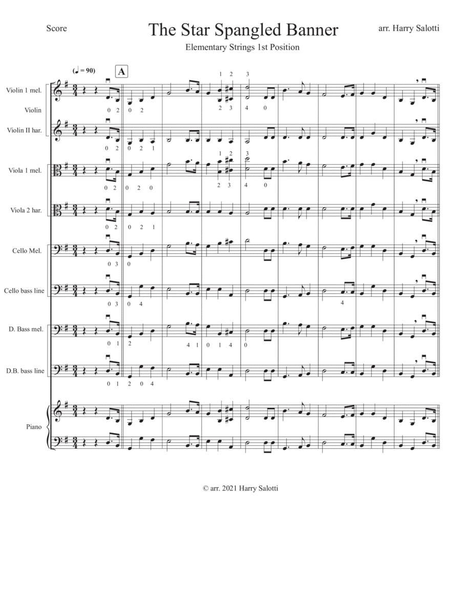Star Spangled Banner Elementary Strings 1st position image number null