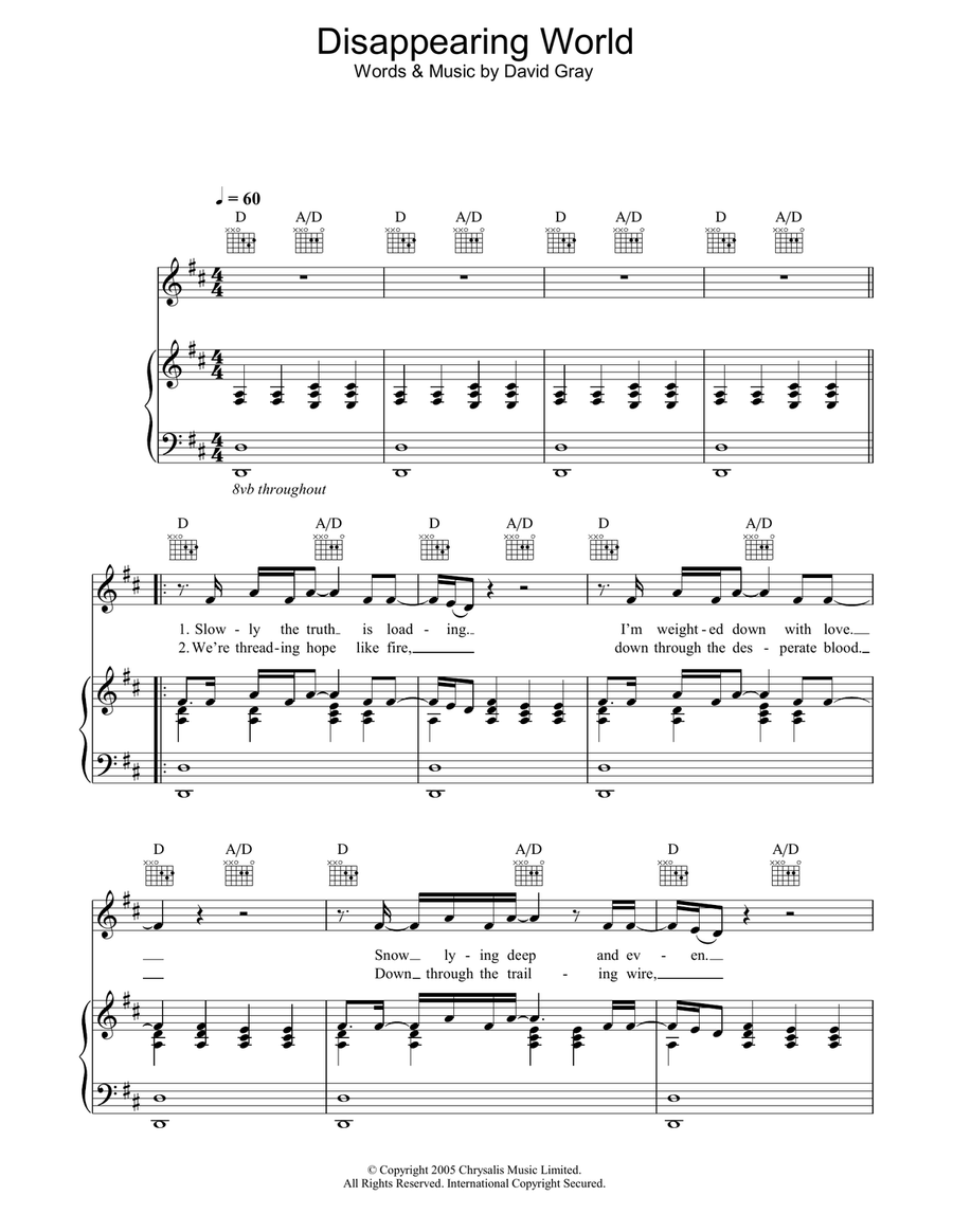 Disappearing World Disappearing World Piano, Vocal, Guitar scores gallery preview page 1