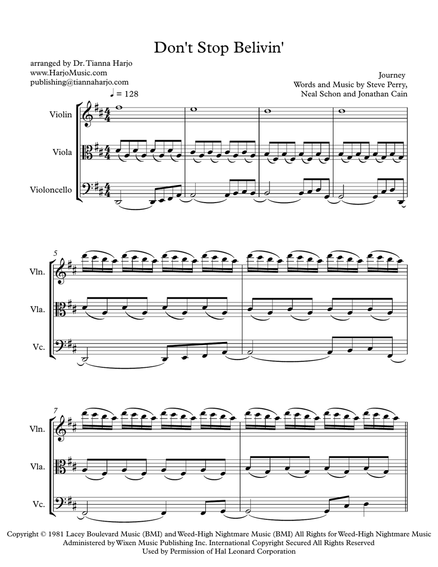 Don't Stop Believin' String Trio scores gallery preview page 1