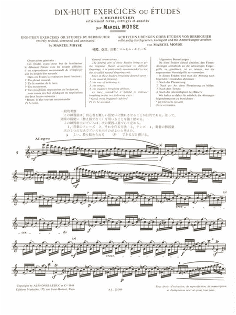 18 Exercices ou Etudes de Berbiguier Flute scores gallery preview page 2