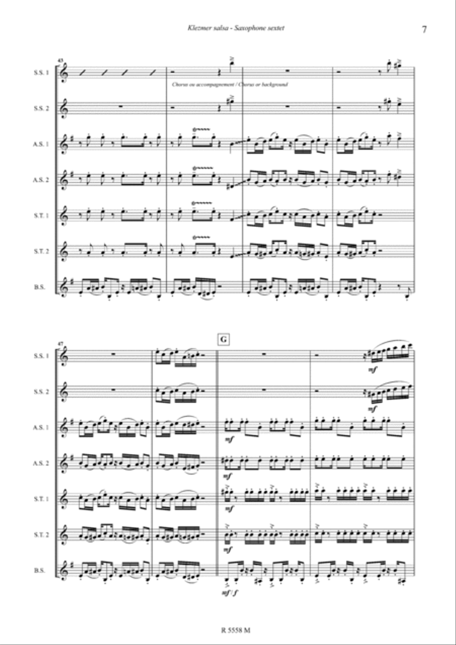 Klezmer salsa pour septet Saxophone Ensemble scores gallery preview page 8