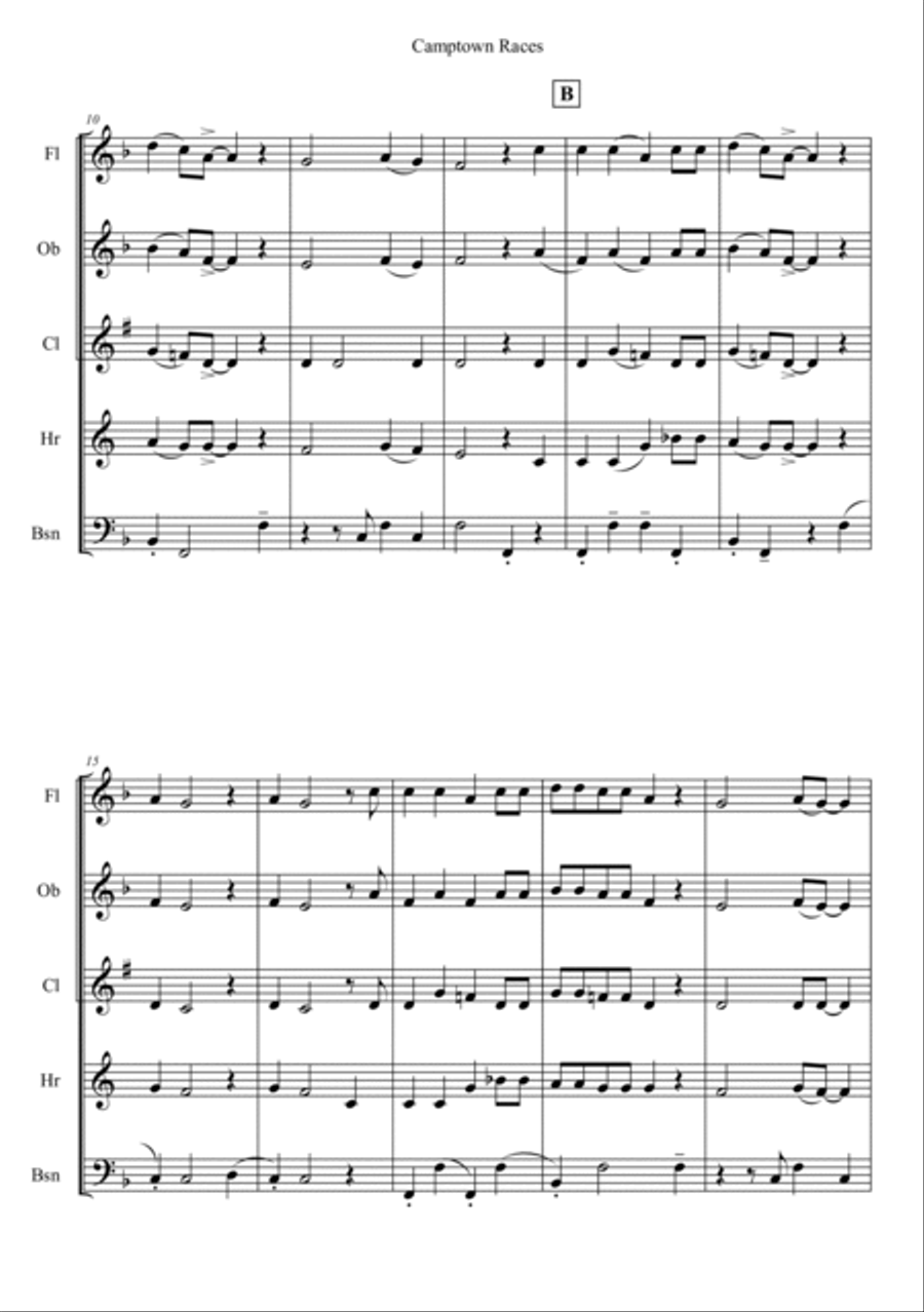 Camptown Races Woodwind Quintet scores gallery preview page 2