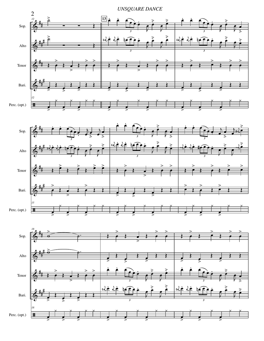 Unsquare Dance Saxophone Quartet scores gallery preview page 4