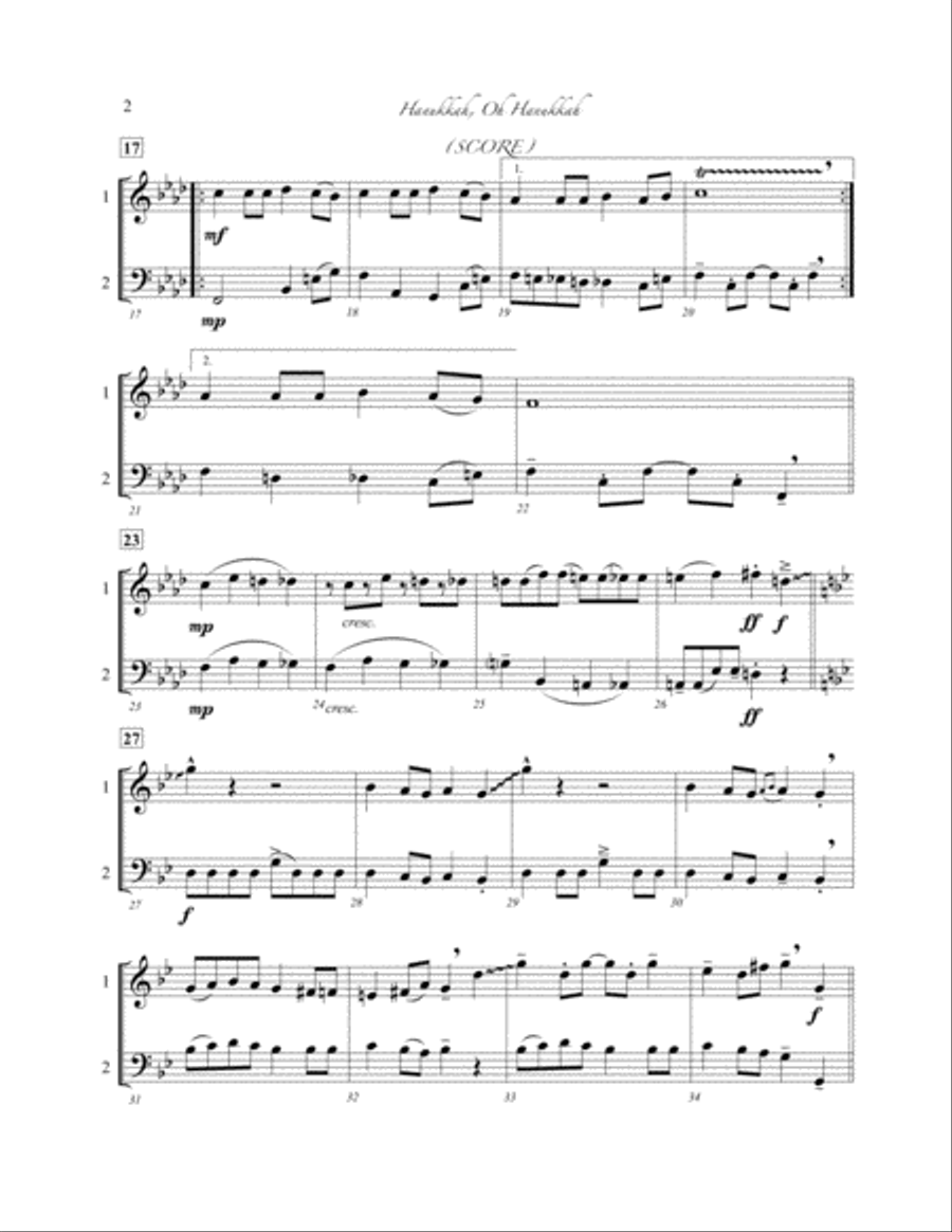 Hanukkah, Oh Hanukkah - for Flexible Duo (C, Eb, Bb & Bass Clef Instruments) Small Ensemble scores gallery preview page 4