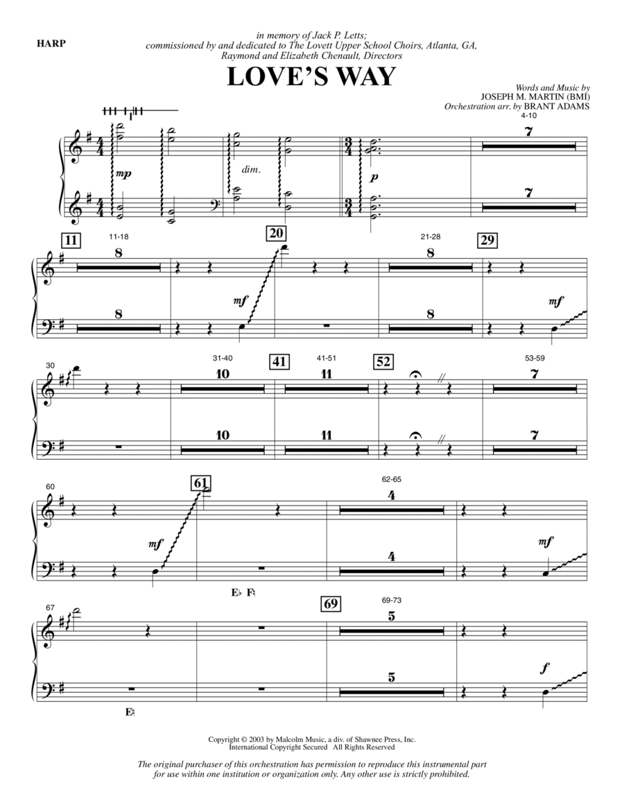 Love's Way - Harp Love's Way - Harp Choir scores gallery preview page 1