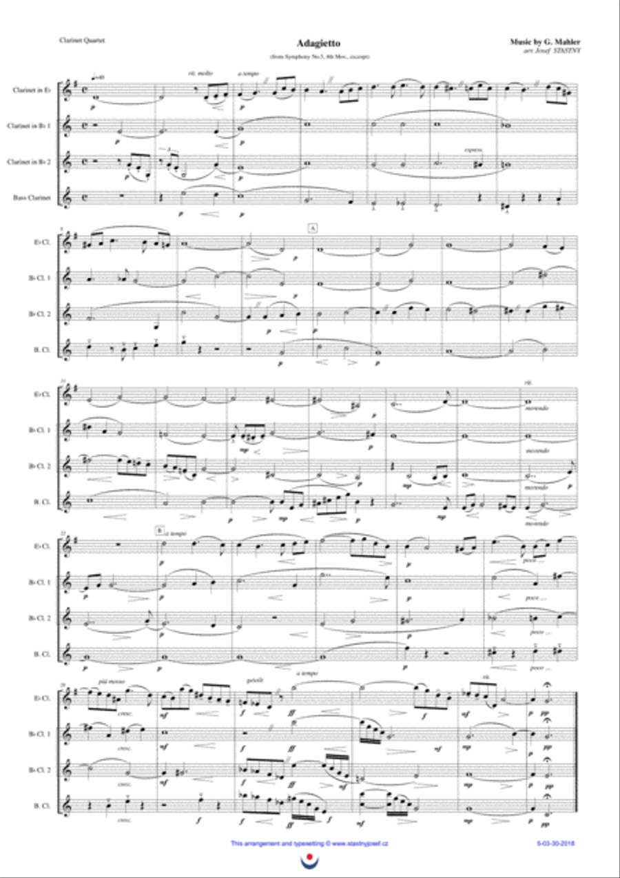 Adagietto Woodwind Quartet scores gallery preview page 1