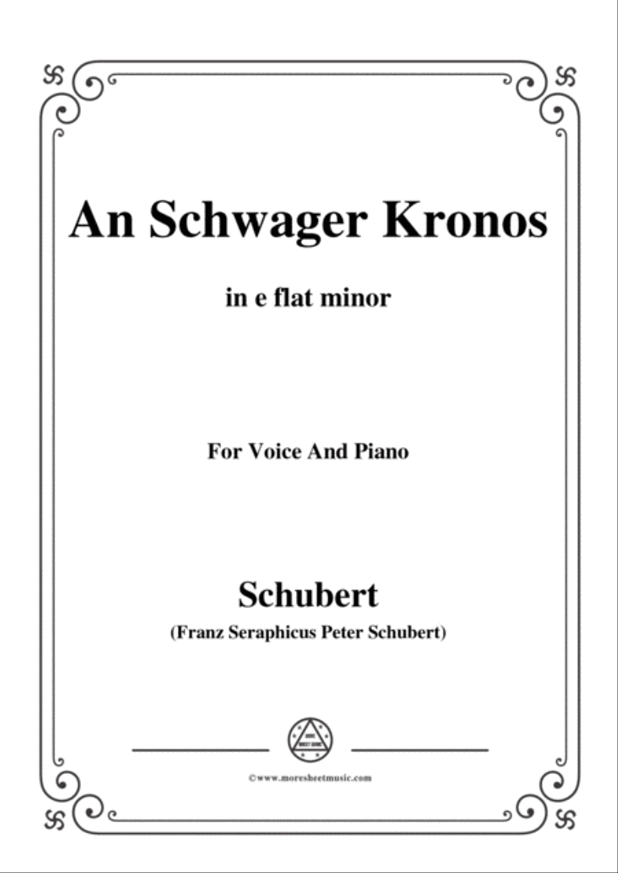 Schubert-An Schwager Kronos,Op.19 No.1,in e flat minor,for Voice&Piano Voice scores gallery preview page 1