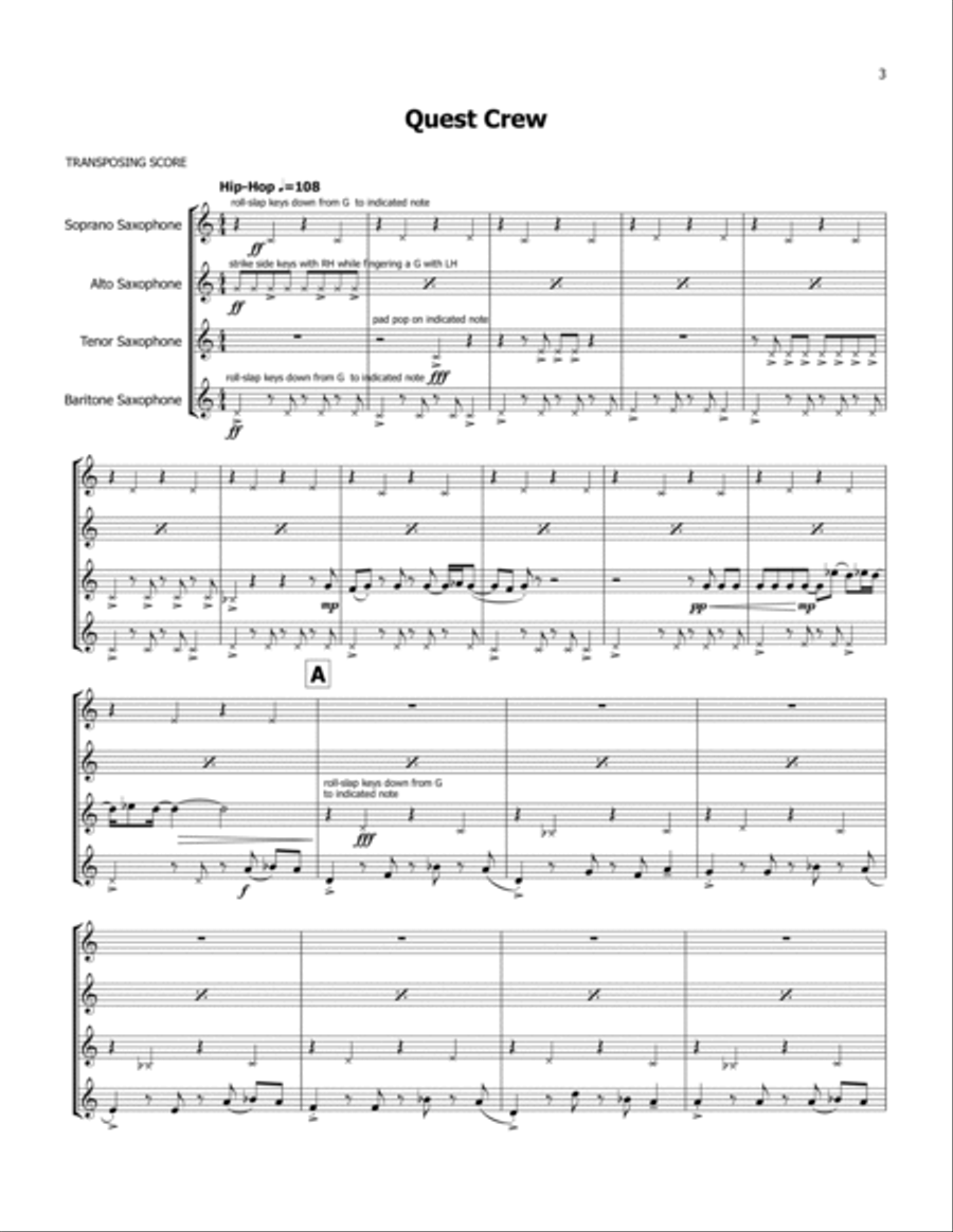 Choreography for Saxophone Quartet Saxophone Quartet scores gallery preview page 3