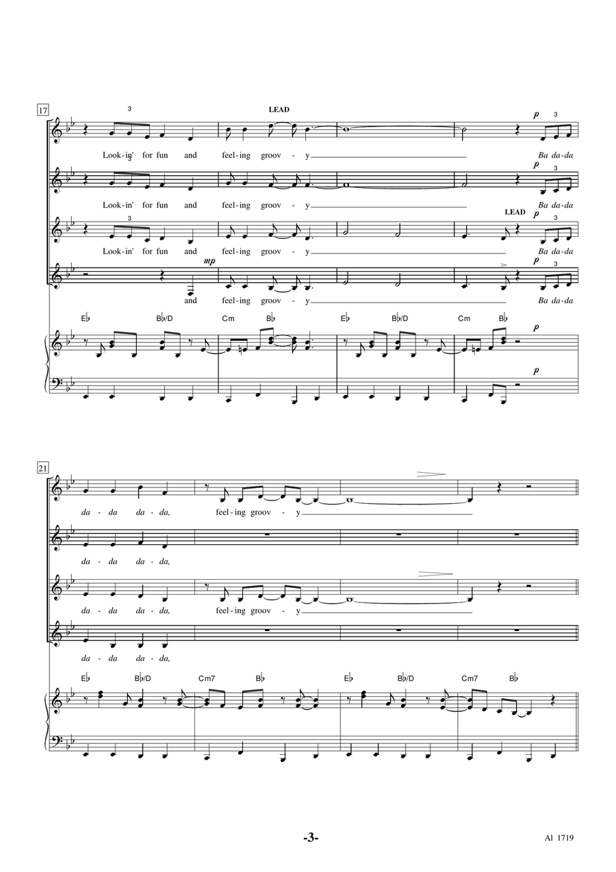 The 59th Street Bridge Song (Feelin' Groovy) SSAA scores gallery preview page 3