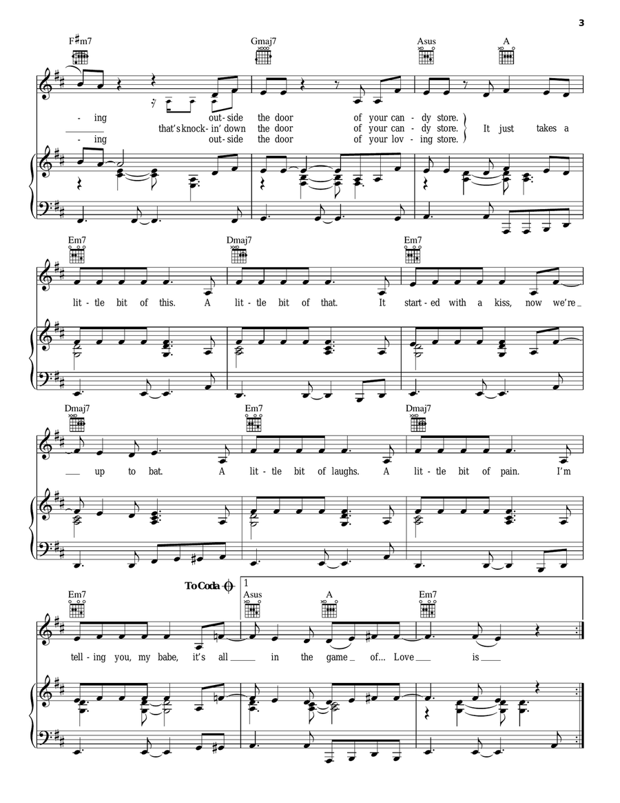 The Game Of Love Piano, Vocal, Guitar scores gallery preview page 3