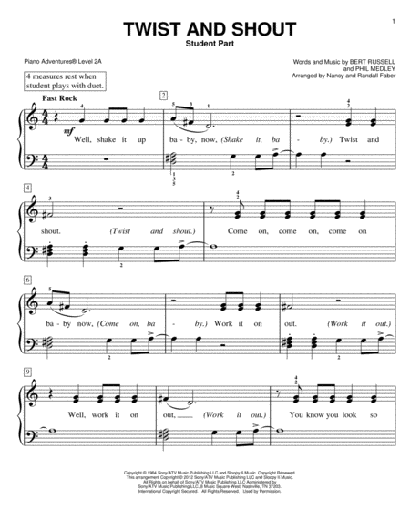 Twist And Shout by Bert Russell Piano Method - Digital Sheet Music