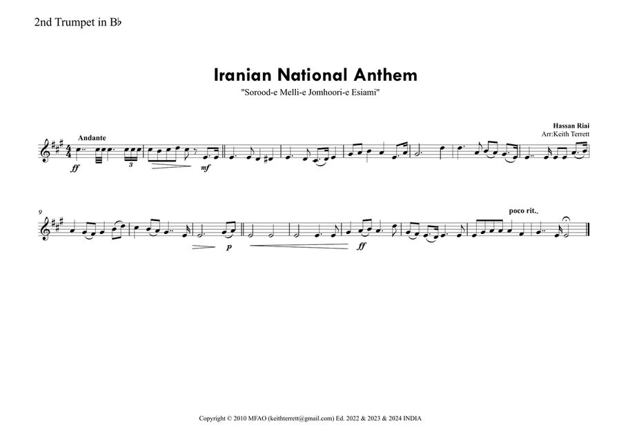 Iranian National Anthem (''Sorood-e Melli-e Jomhoori-e Esiami'') for Brass Quintet & Percussion Brass Quintet scores gallery preview page 6