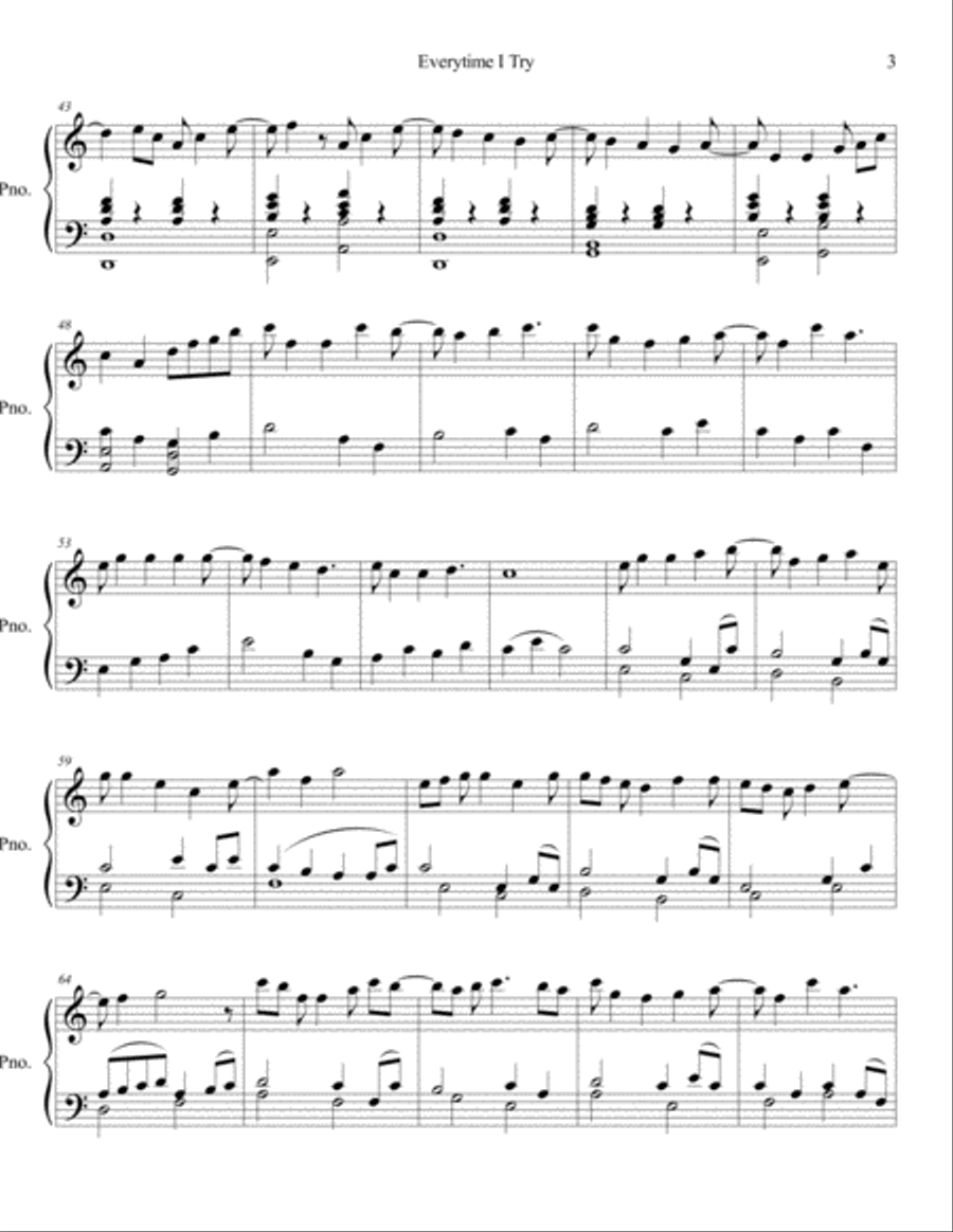 Everytime I Try Piano Solo scores gallery preview page 3